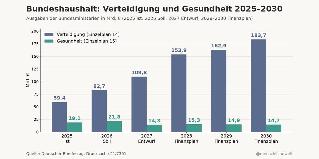 Bundeshaushalt: Verteidigung und Gesundheit 2025–2030